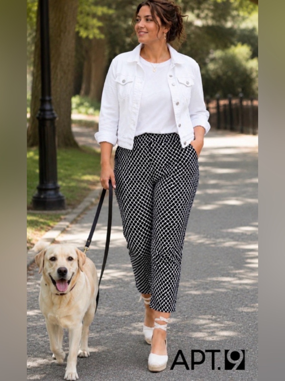 24W APT. 9 Straight Leg Printed Ankle Pants